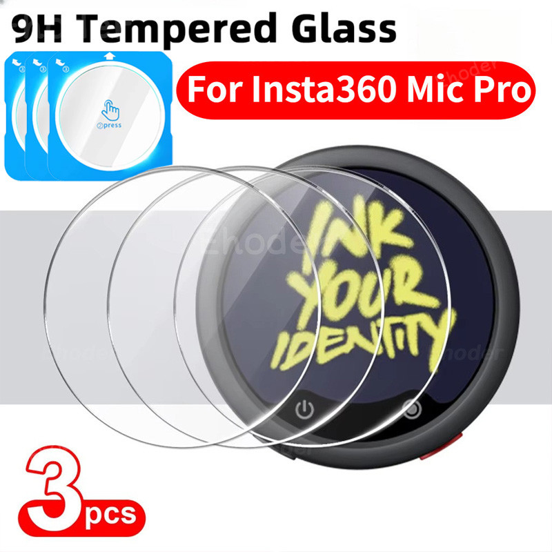 One-Click กระจกนิรภัยทั้งหมดสําหรับ Insta360 Mic Pro Easy-Paste HD ป้องกันหน้าจอสําหรับ Insta360Mic Pro MicPro Gimbal เลนส์กล้องป้องกันกระจก