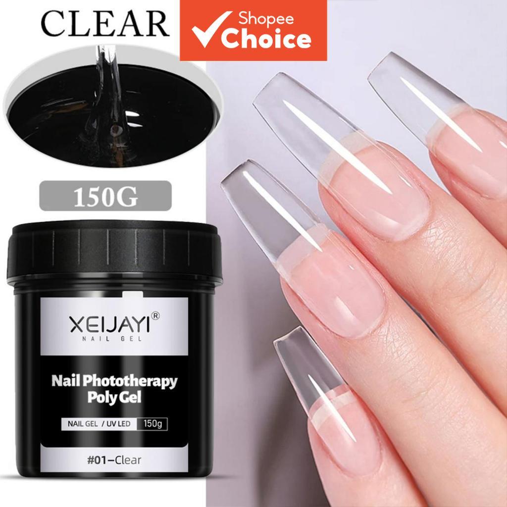 XEIJAYI 1 ชิ้นใส 150 กรัมโพลีเล็บเจล UV LED Cured Builder เล็บเจลอะคริลิคคริสตัลเล็บเจล