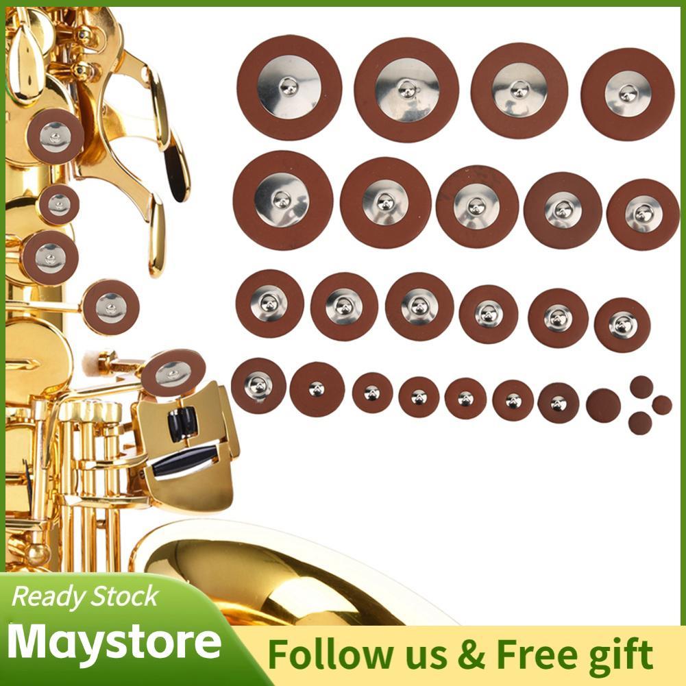 Maystoree 26PCS แซ็กโซโฟนหนังแผ่นหลายขนาด Sax เปลี่ยน forAlto แซ็กโซโฟนอุปกรณ์เสริมประสิทธิภาพ