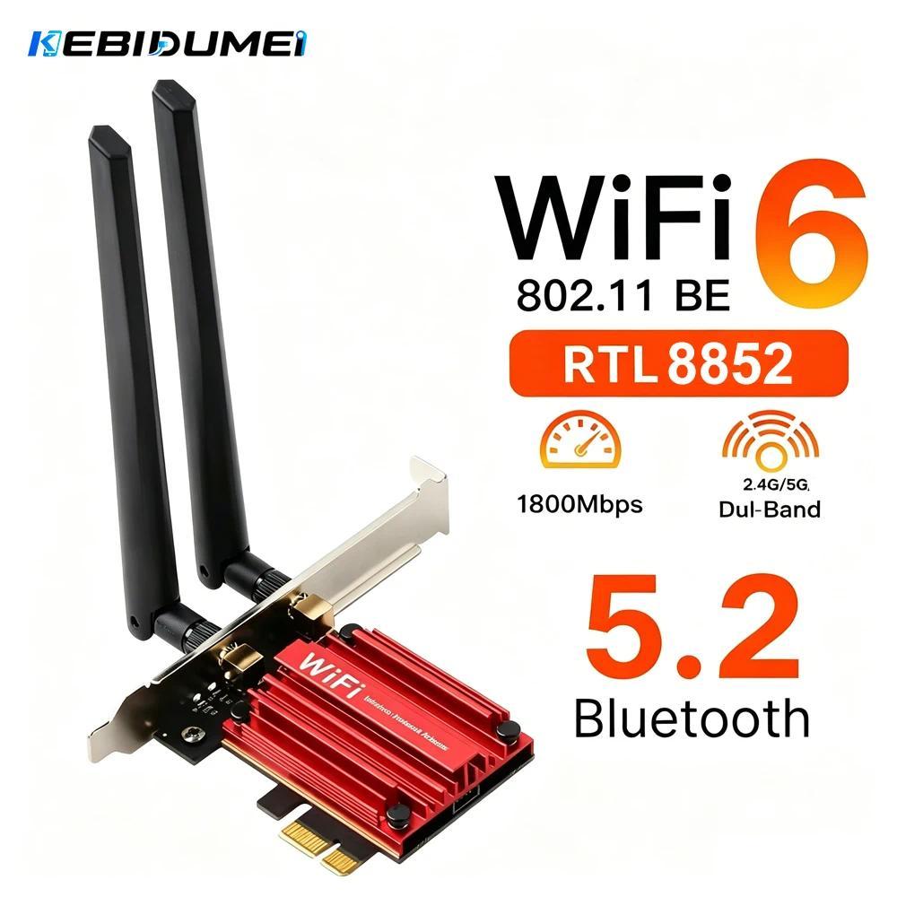 1800Mbps WiFi6 อะแดปเตอร์บลูทูธ 5.2 PCIE การ์ดเครือข่ายไร้สาย 802.11ax Dual Band 2.4G/5Ghz สําหรับเดสก์ท็อป Win11 10