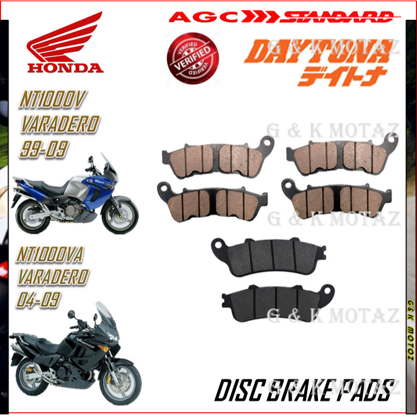 ผ้าเบรค HONDA NT1000V VARADERO 99-09 NT1000VA VARADERO ABS 04-09 สีดํา QUALITY G&K