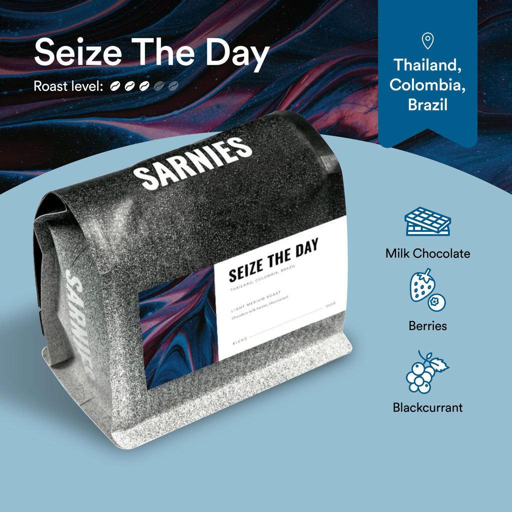 ซีส์เดอะเดย์เบลนด์ Sarnies Coffee Seize The Day Blend | Medium Roast | Milk Chocolate, Berries, Blackcurrant
