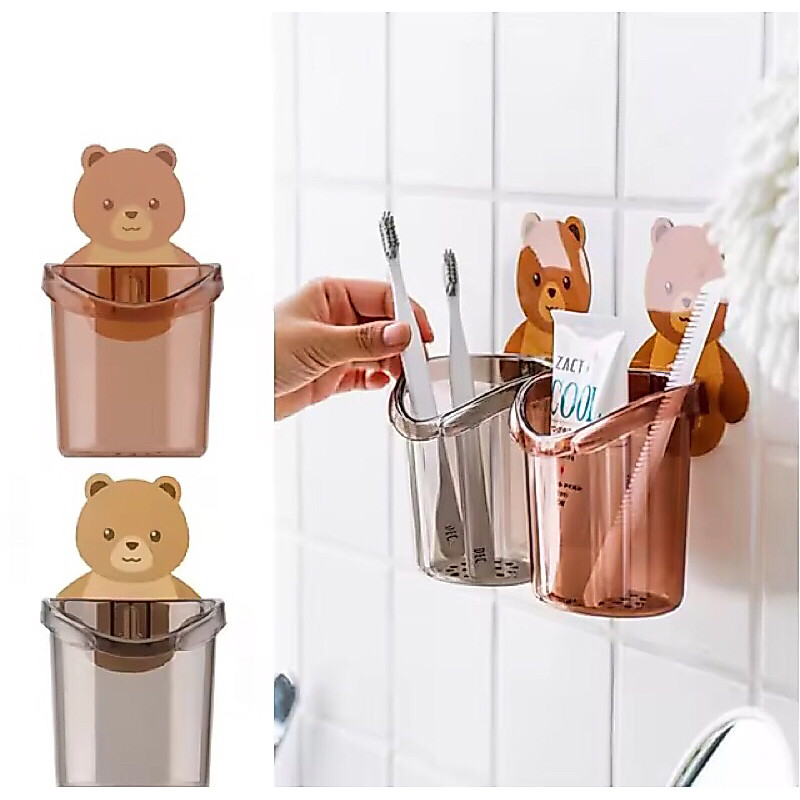 ***พร้อมส่ง***ถูกที่สุดแล้ว !! ที่วางยาสีฟัน แปรงสีฟัน หมีน้อย ลายหมีน้อยน่ารัก ที่วางยาสีฟันรูปหมีน้อยใช้งานง่าย จัดเก็