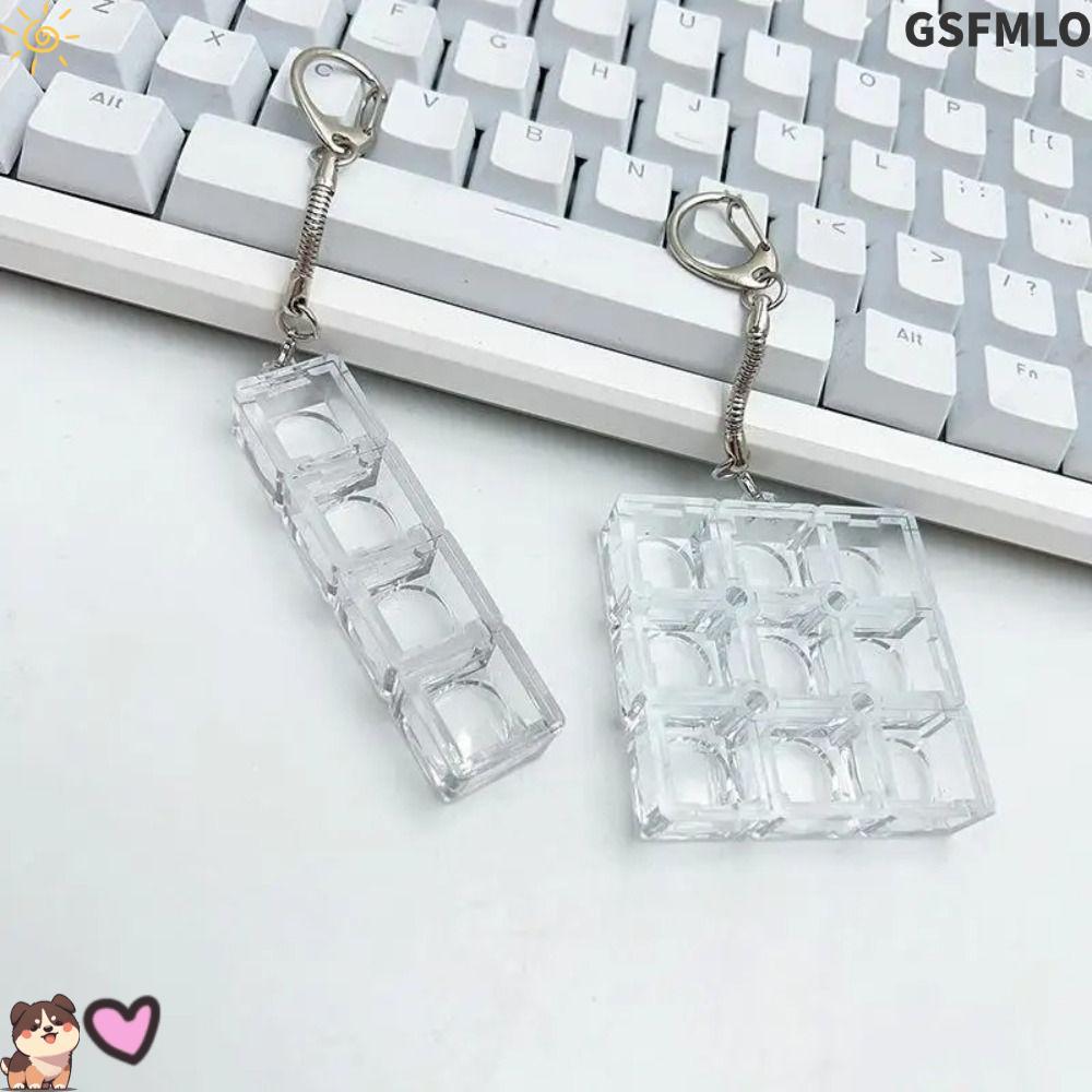 GSFMLO DIY คีย์บอร์ดพวงกุญแจ,พลาสติกโปร่งใสคีย์บอร์ดเครื่องทดสอบสวิตช์,Fidget DIY Fidget Key Ring Of