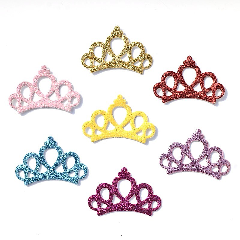 80 ชิ้น 3 * 2 ซม.Glitter หนังแพทช์ Crown Applique สําหรับ DIY เสื้อผ้าสติกเกอร์อุปกรณ์ Headwear Bow อุปกรณ์ตกแต่ง