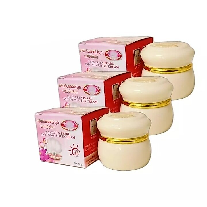 ( ชุด 3 ชิ้น ) ครีมกันแดดบัวหิมะ SPF50PA+++ 20g.
