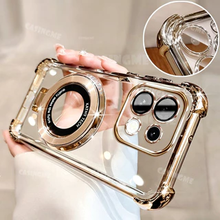 Oppo Reno16 F 5G 2026 หรูหราชุบโปร่งใสสําหรับ OPPO Reno 16 Reno16F Reno16 F 16F OppoReno16F Pro 5G 4G 2026 Magsafe Glitter ขาตั้งแม่เหล็กเคสโทรศัพท์ฝาหลัง