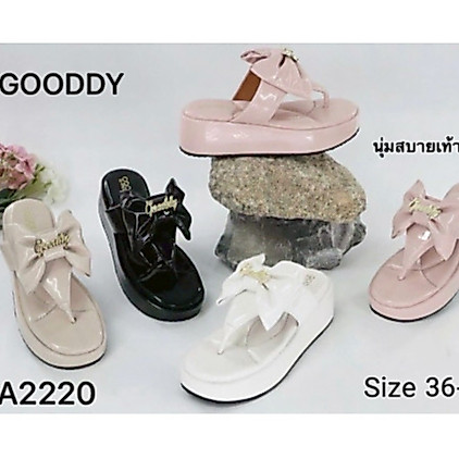 ใหม่ รองเท้าแฟชั่น พื้นนิ่ม สูง 2 นิ้ว หน้าโบว์บาร์บี้ รุ่น GA2220 พร้อมส่ง Gooddy