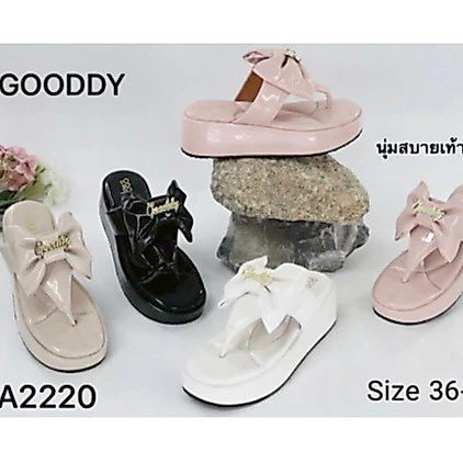 ใหม่ รองเท้าแฟชั่น พื้นนิ่ม สูง 2 นิ้ว หน้าโบว์บาร์บี้ รุ่น GA2220 พร้อมส่ง Gooddy