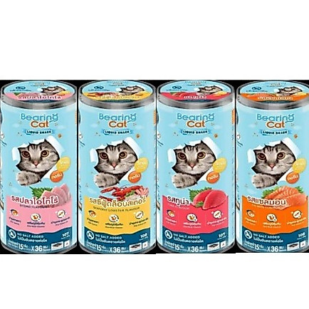 (กระปุก36ซอง) BEARING Cat Liquid Snack ขนมแมวเลีย เหมาะสำหรับแมวเลือกกิน ขนาด15g 36 ซอง*โปรดอ่านรายละเอียดก่อนสั่งซื้อ