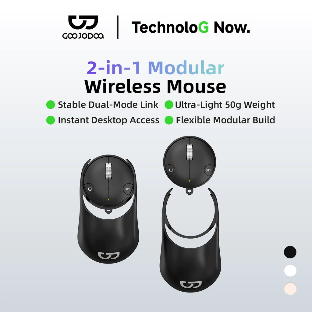 GOOJODOQ Split Mouse Bluetooth 5.2 และ 2.4GHz การเชื่อมต่อไร้สาย 3 สปีด DPI ที่ปรับได้ Fast Desktop Access