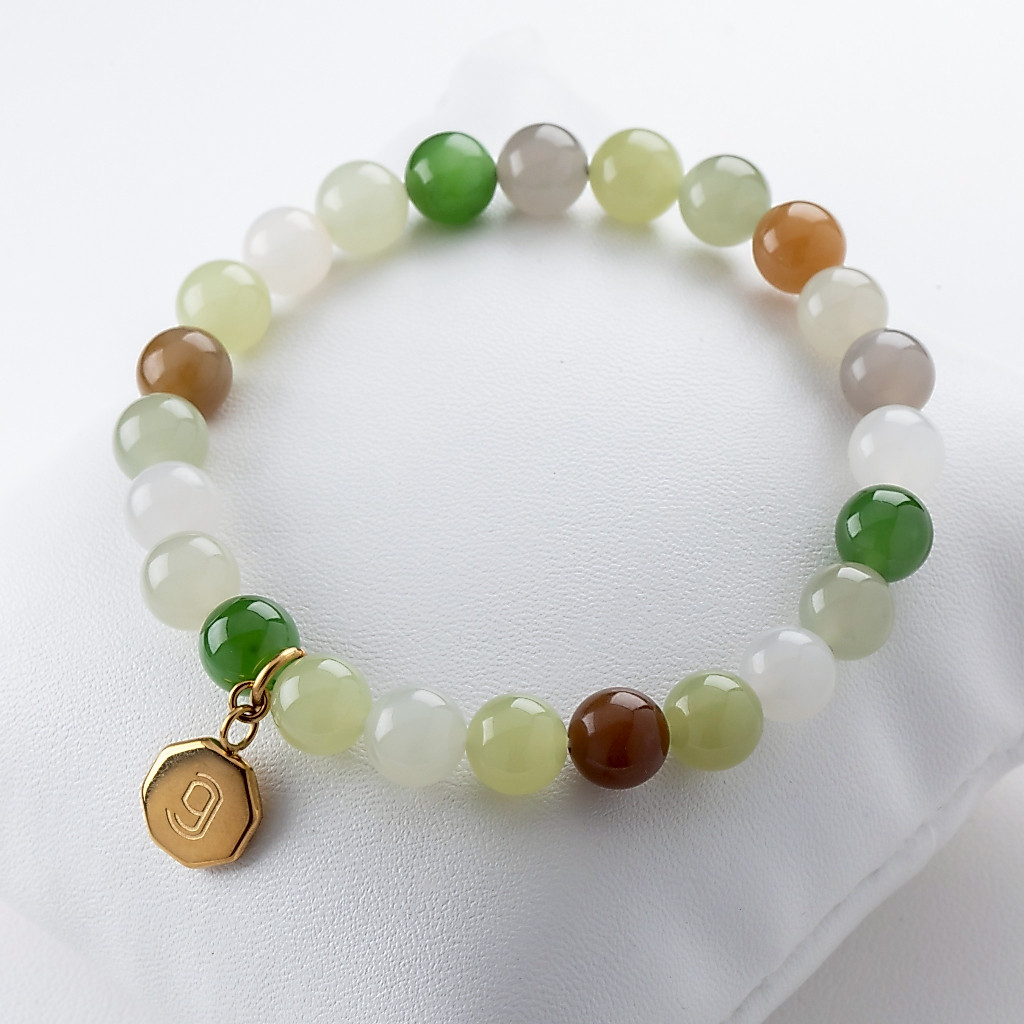 สร้อยแขนหยก Nephrite หลากสี 8 mm. - JADE FOR YOU