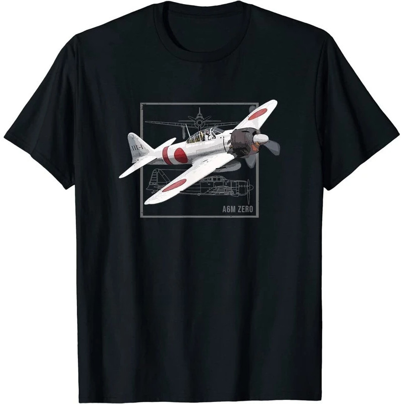 เสื้อยืด Mitsubishi A6M Zero WWII Fighter Plane Graphic หลายสีให้เลือก หลายไซส์ S-5XL