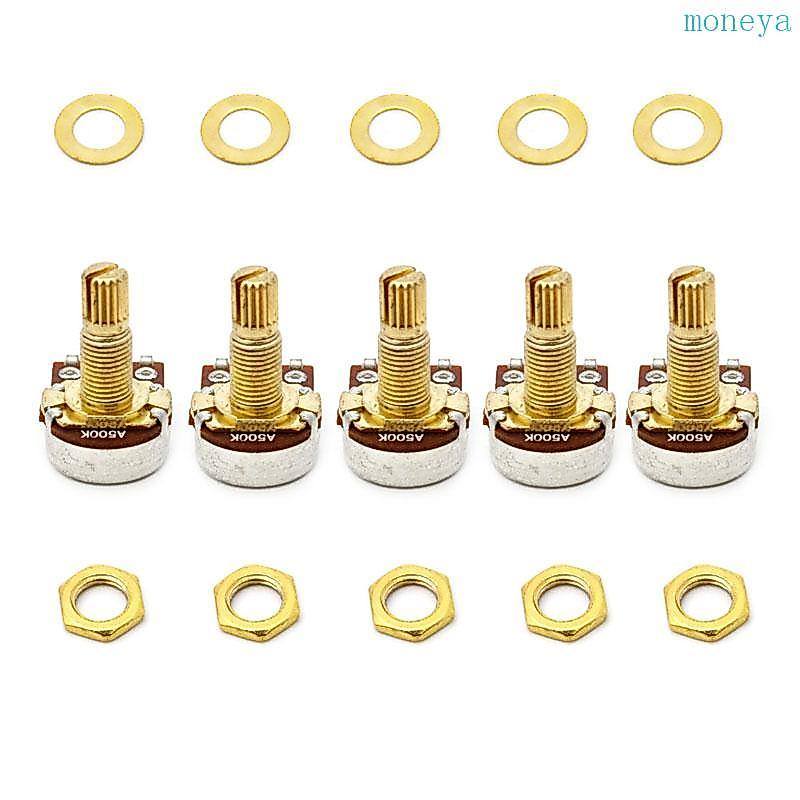 Mya 5 ชิ้น A500K Potentiometer Splined กีตาร์ไฟฟ้าเบสเอฟเฟกต์ Amp Tone Volume
