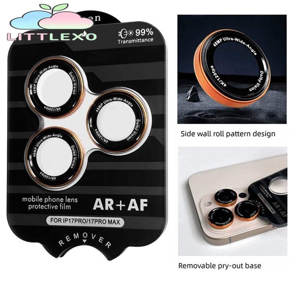 LITTLEX AR ตัวป้องกันเลนส์กล้อง, กระจก Corning วงแหวนเลนส์อลูมิเนียมฝาครอบกระจกเลนส์กล้อง, ตัวป้องกันวงแหวนโลหะแบบเหมือนกล้องสําหรับ iP17 Max Air