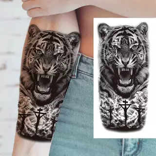 Chicano Gangster Zeus God กันน้ํารอยสักชั่วคราวสําหรับผู้ชายผู้หญิงผู้ใหญ่สีดํา Body Arm สติ๊กเกอร์รอยสักปลอม