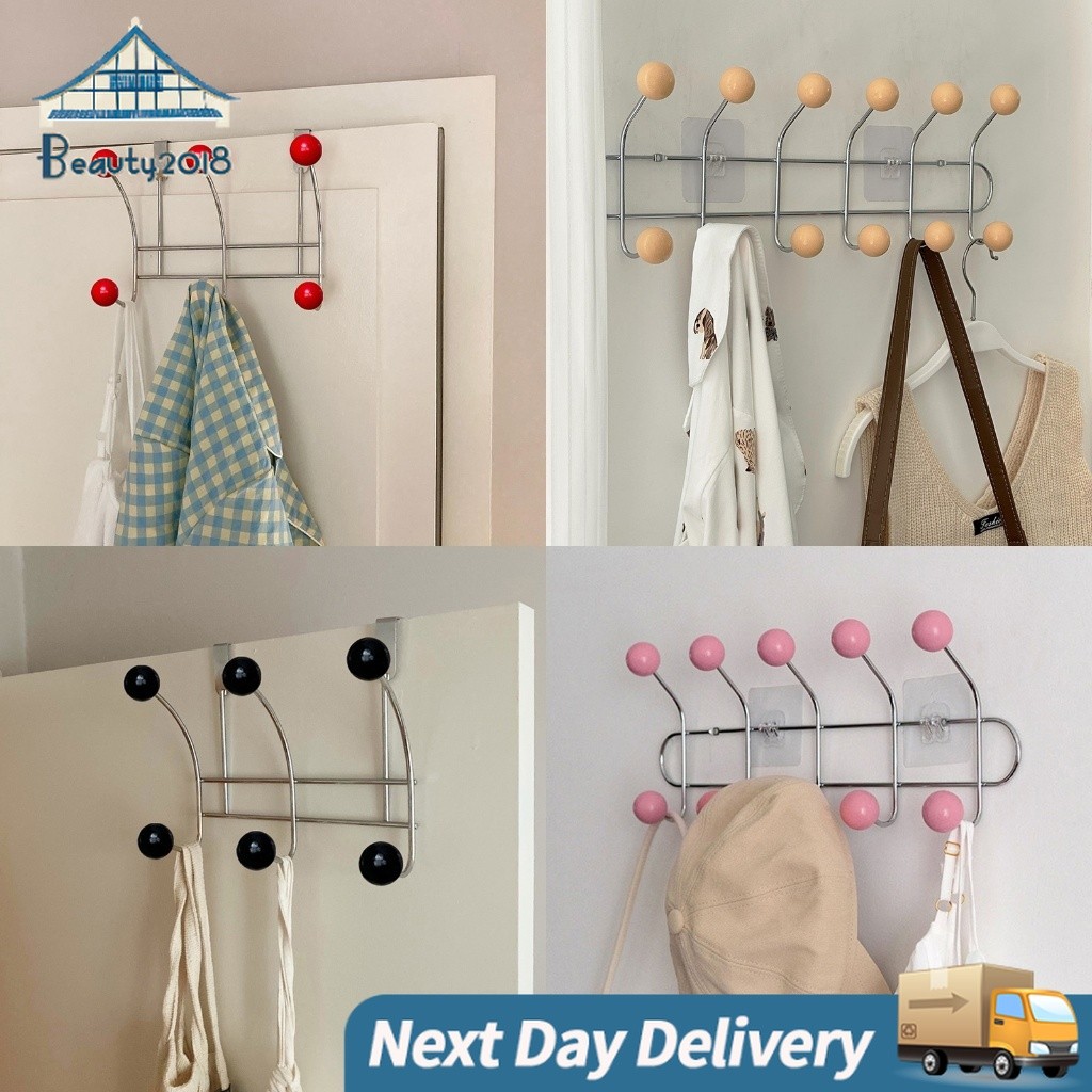 Ins ตะขอหลังประตูเหล็กดัดในครัวเรือน Non-punch Coat Hook ห้องนอนห้องครัวและห้องน้ํา Hook