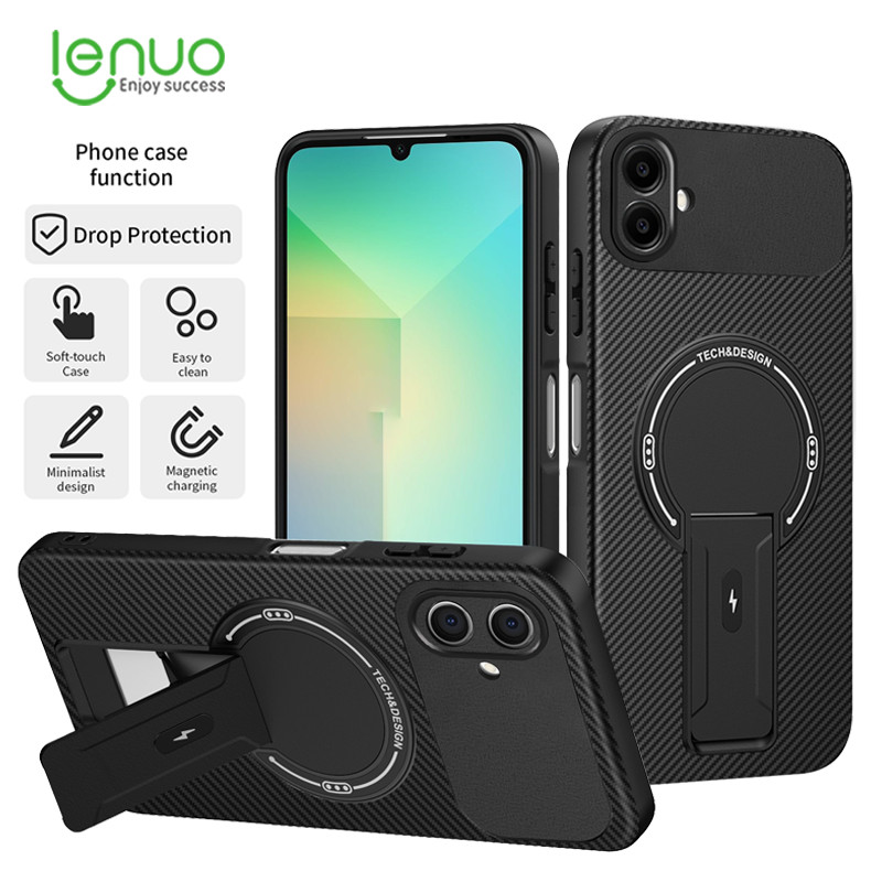 SAMSUNG Lenuo Magnetic Matteเคสโทรศัพท์สําหรับSamsung Galaxy A07 A17 A56 A36 A26 A16 A06 A55 A35 A25 A15 A05 A52 A12 A13 A04 A04S A04S A50idumid Fiberซ่อนขาตั้ง ราคาถูก Shopee Lazada