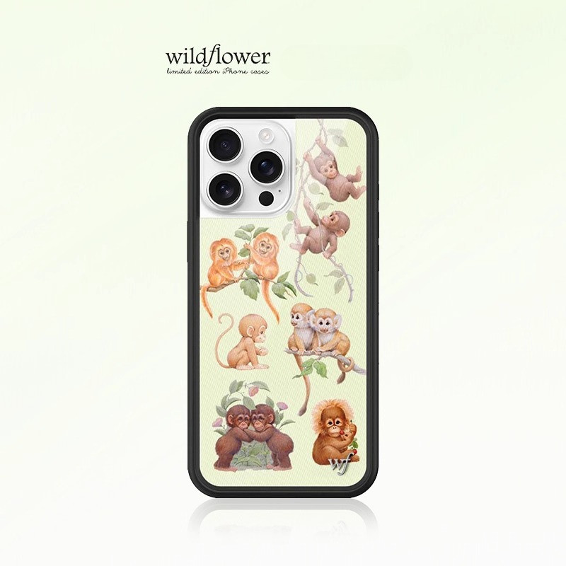 ดอกไม้ป่าลิงธุรกิจเคสโทรศัพท์สําหรับiPhone 12 13 14 15 16 Pro Max 14 15 16 PlusซิลิโคนAnti-FallingกันกระแทกปกหลังWFปลอกสําหรับiPhone 16 Pro Max