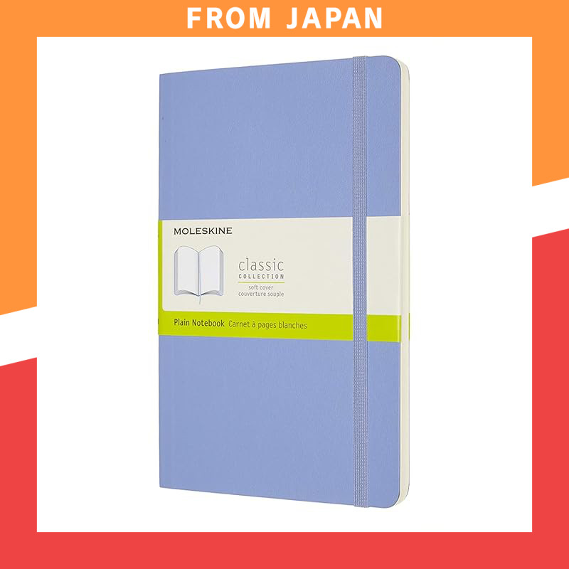 Moleskine Classic Notebook Soft Cover Plain Large Size (13cm x 21cm) Hydrangea Blue QP618B42