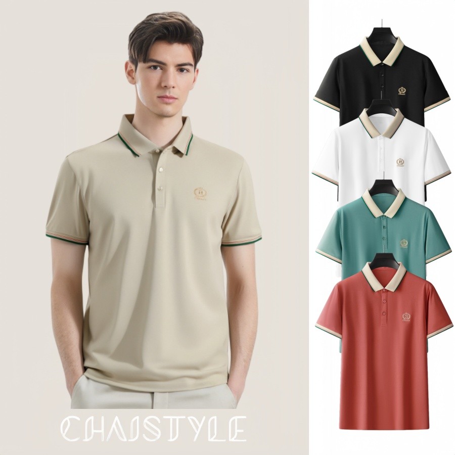 Chaistyle - เชิ้ตผู้ชาย วินเทจ เสื้อคอปก ใส่สบาย ทรงหลวม ธุรกิจ สันทนาการ
