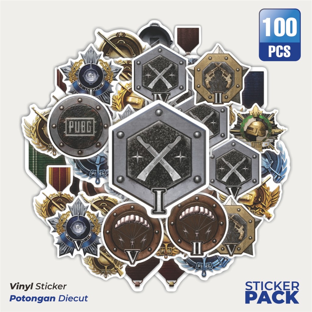 ซุปเปอร์จอง! 100 ชิ้น PUBG MEDALS สติ๊กเกอร์เกมสุนทรียศาสตร์กันน้ํา - สําหรับแล็ปท็อป รถจักรยานยนต์ 