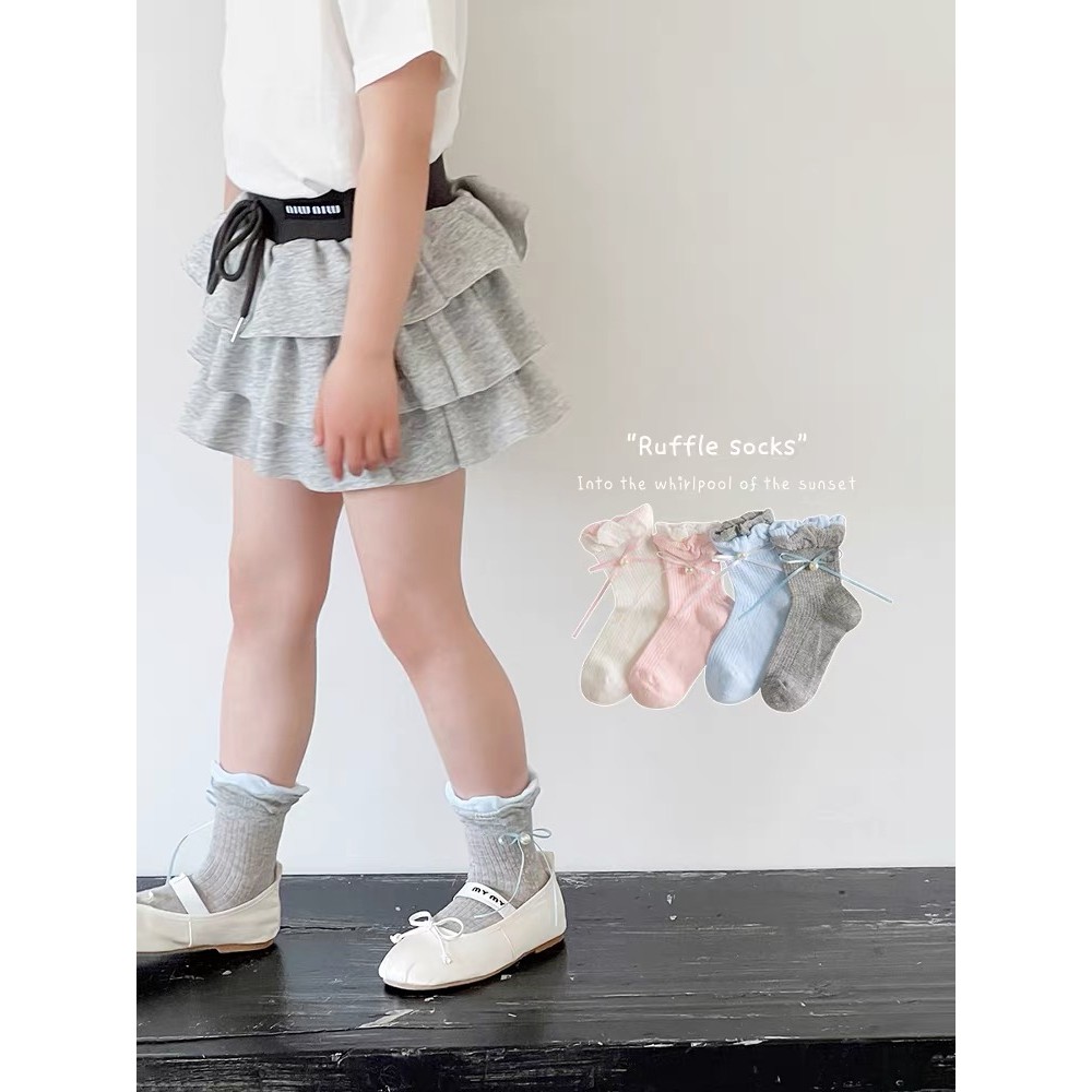 ถุงเท้าลายเจ้าหญิงสำหรับเด็ก ผ้าฝ้ายแท้ ระบายอากาศดี เหมาะสำหรับฤดูใบไม้ผลิและฤดูร้อน