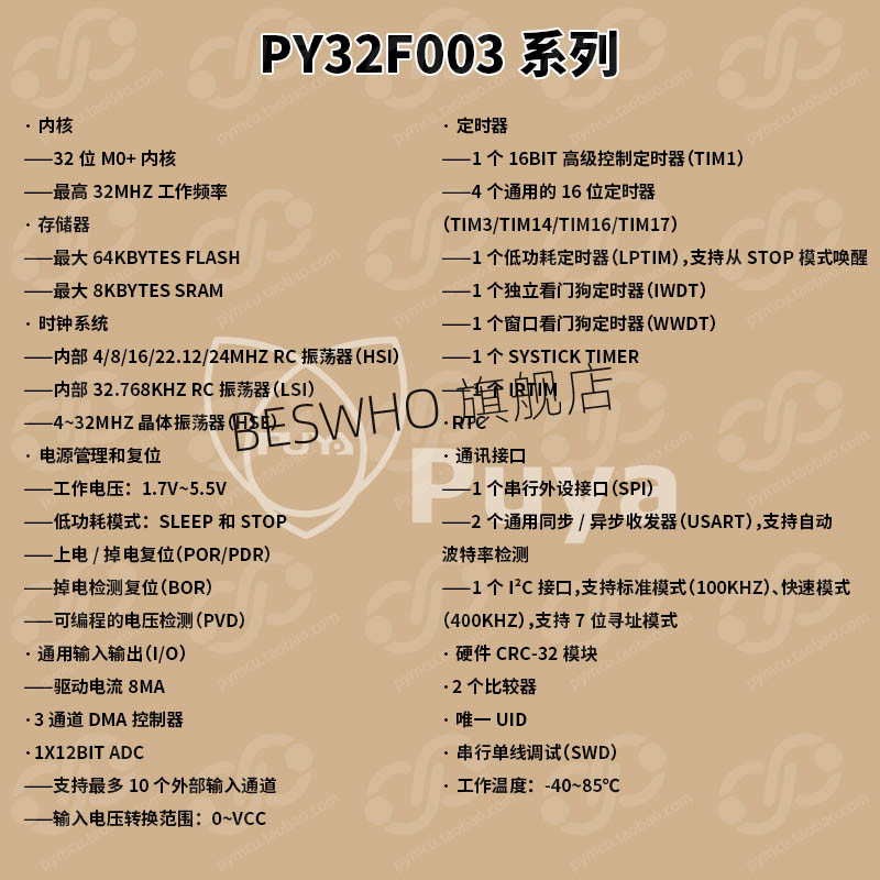 PY32F003F18P6TU เข้ากันได้กับ STM8S003F3P6 ทั่วไป TSSOP20 64K-ROM 8K-RAM