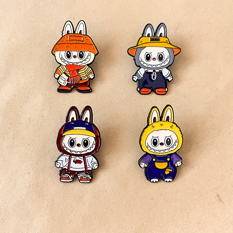 เข็มกลัดและพินอุปกรณ์เสริมจาก LABUB Bubble Mart สไตล์การ์ตูนสำหรับเสื้อผ้าและกระเป๋า