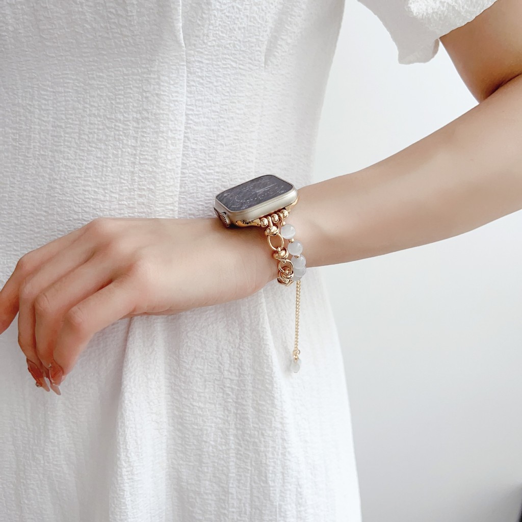 环扣串珠表带适用于苹果iwatch123456789S10手表腕带apple表带