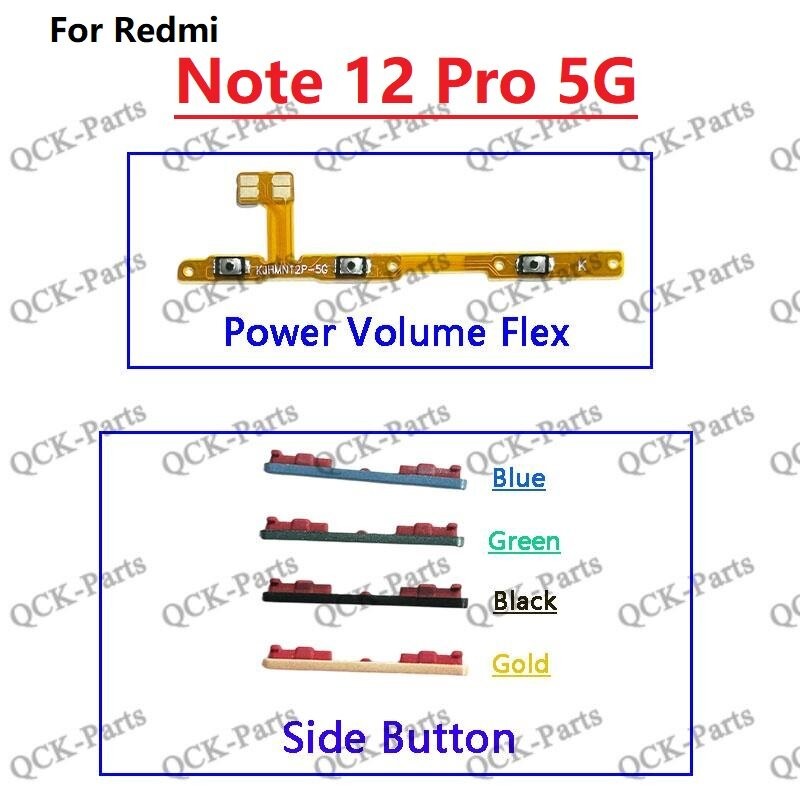 สําหรับ Redmi Note 12 Pro 5G สวิทช์ระดับเสียงปุ่มด้านข้าง Flex ปุ่มสายเคเบิล