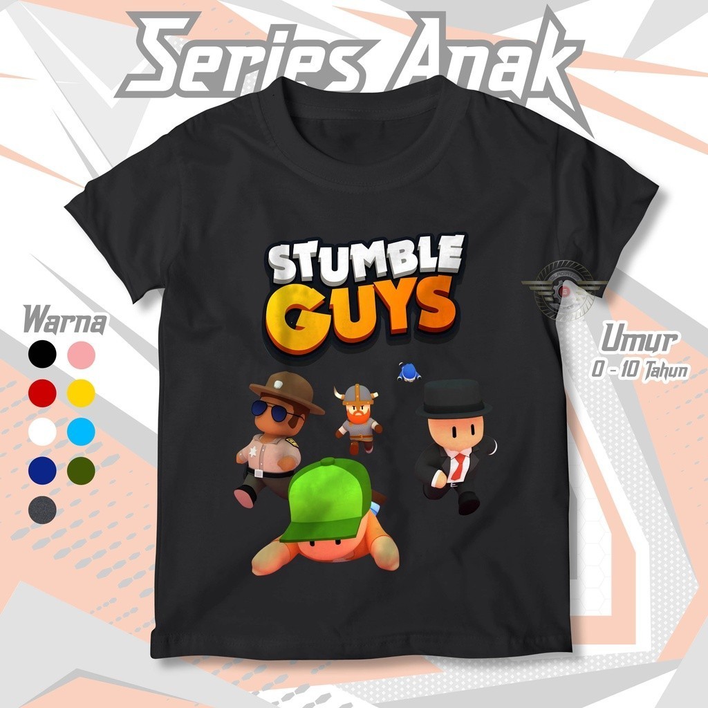 STUMBLE GUYS RUN GAME SKIN KIDS เสื้อยืด AGES 0-10 ปี | ดิสโทร เสื้อผ้าเด็กท็อปส์สําหรับเด็กชายและเด