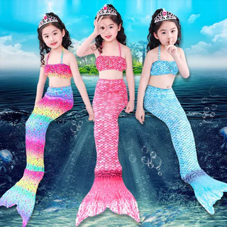ชุดว่ายน้ำเด็ก ชุดว่ายน้ํานางเงือก ชุดว่ายหางปลา ชุดชายหาด ชุดเจ้าหญิง ชุดสามชิ้น ใส่สบายผ้านิ่ม สีสันน่ารัก
