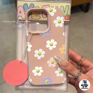 เคสหนังเนื้อนิ่มสีแคนดี้ For iPhone 13 เคส TPU ดอกไม้สีสันสดใสน่ารัก For iPhone15 11 14 13 12 16 Pro Max XS XR 7 8Plus