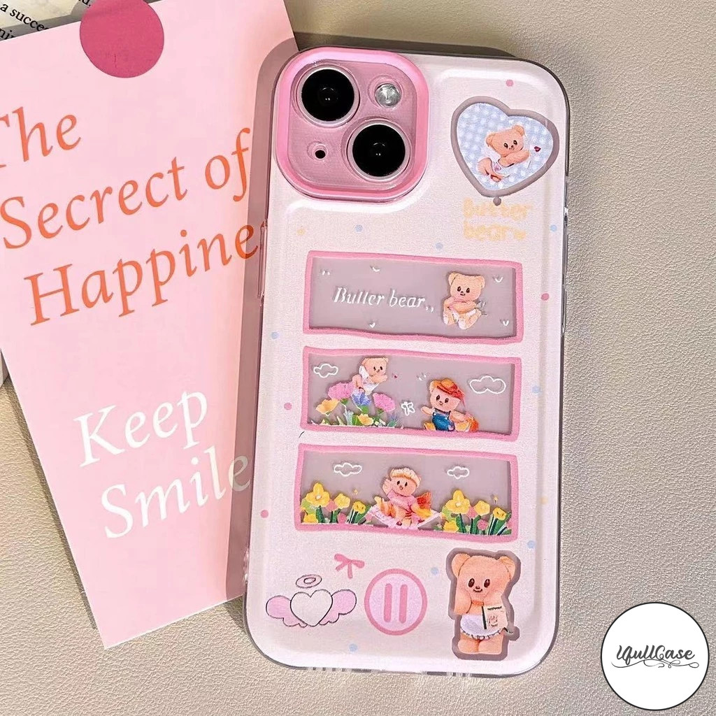 เคสไอโฟน 16 15 11 สำหรับ IPhone 15 13 16 11 12 14 Pro Max XS X XR Max 16 15 7 8 Plus ชิ้นโบว์ดอกไม้รักครอบคลุมหัวใจ