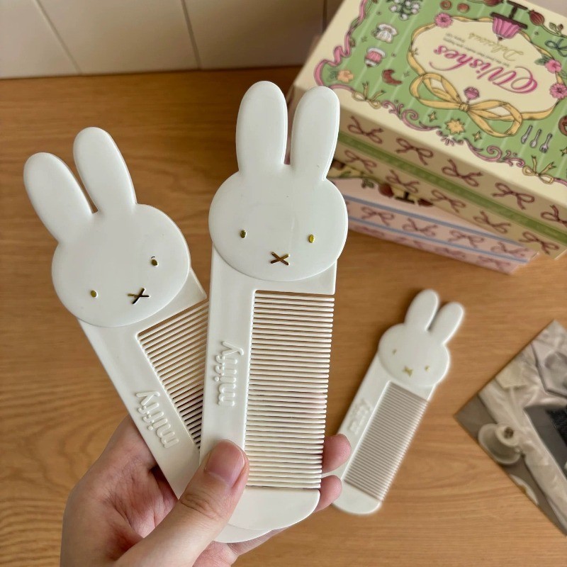 การ์ตูนการ์ตูน Miffy กระต่าย Anti-Static Hairdressing หวีในครัวเรือนแบบพกพาแบบพกพาหวี Fine ฟันหวีน่ารักหวี