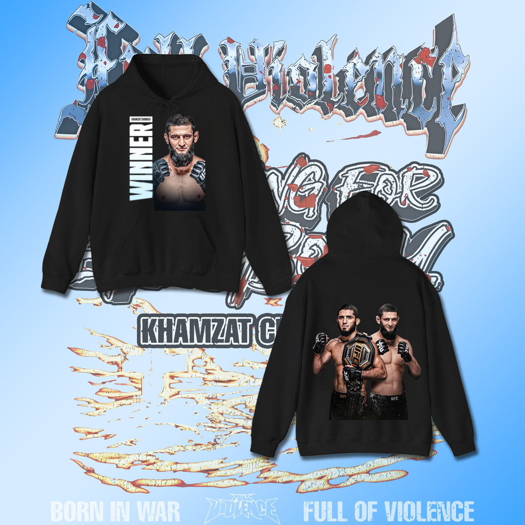 🏆เสื้อฮู้ด Hamzat Chimayev ชนะ UFC 319 ผ้าฝ้าย สวมใส่สบาย คอกลม ไม่ซีด พิมพ์ลาย ไม่หดและไม่ขึ้นขุย #