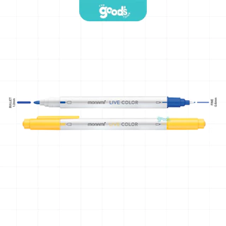 ปากกาสีน้ำ Monami รุ่น Live color 2 หัว ปากกาสี โมนามิ ปากกา หัว 0.6mm / 1.2 mm (จำนวน1ด้าม)