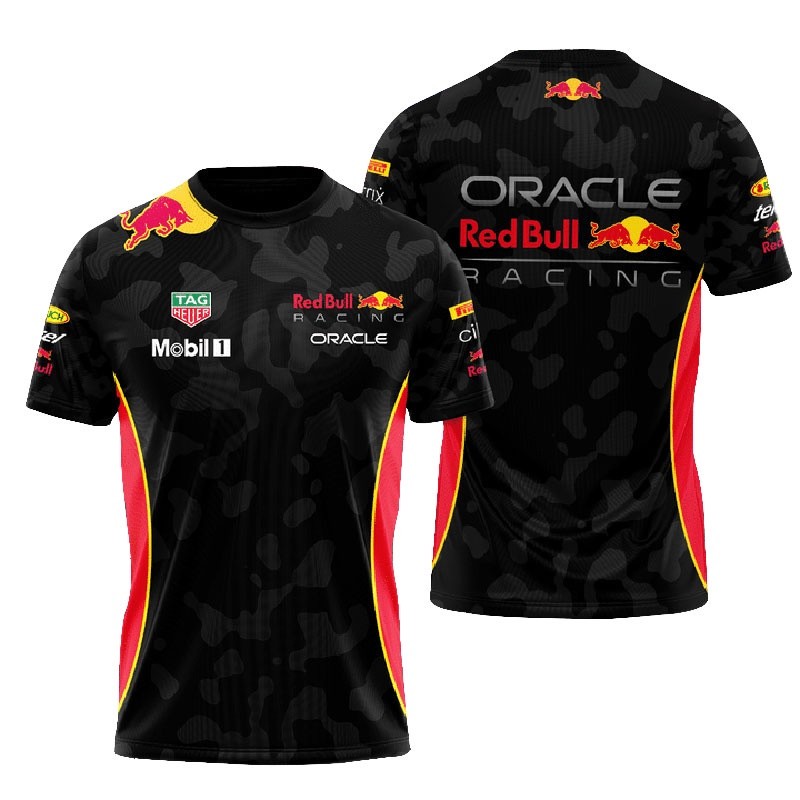 goods ในสต็อก2023 F1 แขนสั้นขนาดใหญ่ Top Red Bull สูตร 1 เสื้อยืดผู้ชายผู้หญิง Extreme กีฬาแฟน Breat