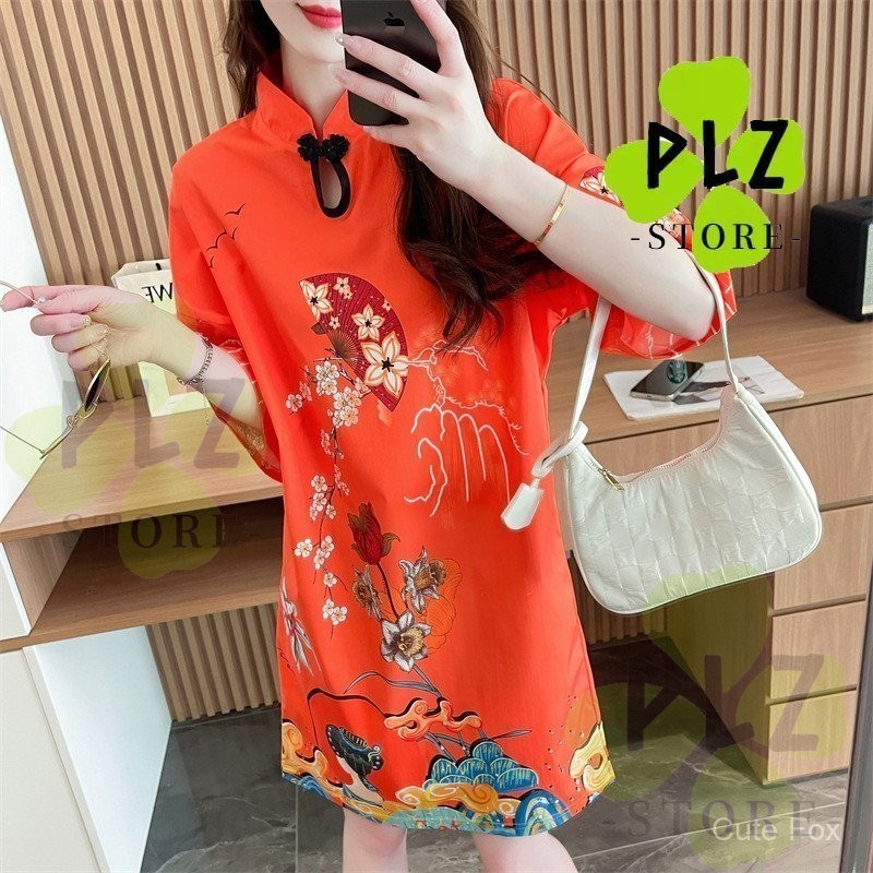 สไตล์ qipao เสื้อผ้าปีใหม่ 2025 Cheongsam ชุดผู้หญิง Pluse ขนาด Cny ชุด 新gance shirt 新年女装2025 ชุดเดร