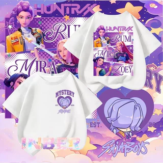 เสื้อยืดเด็ก Kpop Demon Hunters ปี 2025 ลายเสื้อของตัวละคร Mira, Rumi และ Zoey