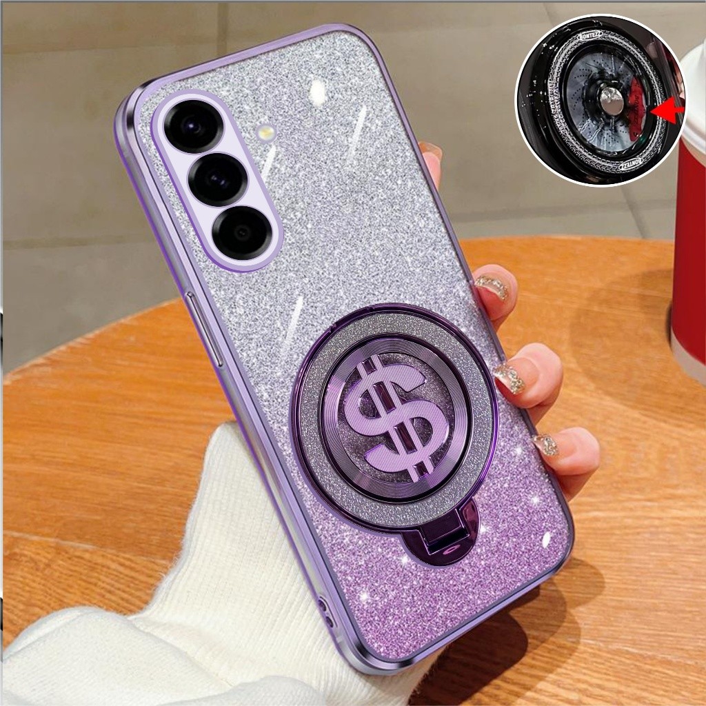 เคสนิ่มนําเข้า Samsung Galaxy A17 Glitter Dollar Ring Stand รองรับไร้สาย