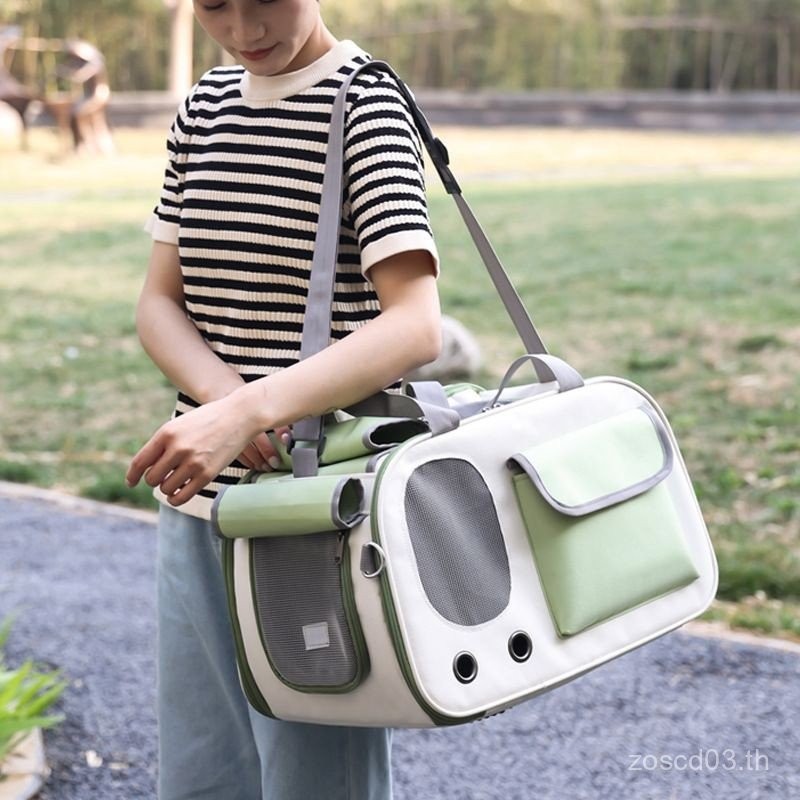 ราคาต่ํา Kimbiqi สัตว์เลี้ยง Breathable Cat กระเป๋าพับปรับความยาว Cat Outing กระเป๋าสะพายแบบพกพาอุปก