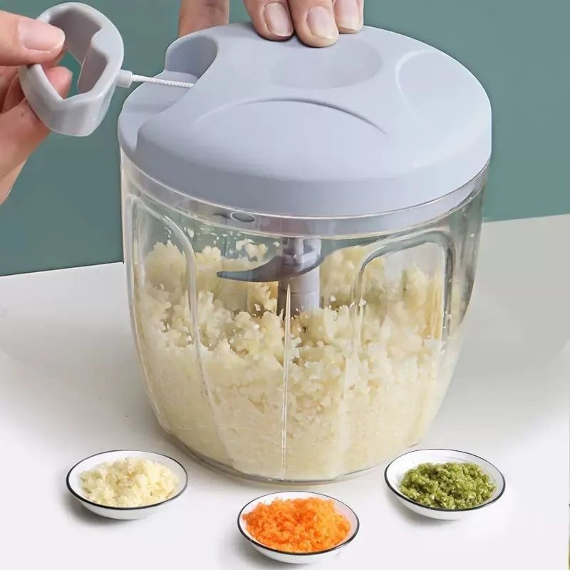 Spot Goods#Garlic Masher Manual Garlic Chopper Meat Grinder Fully Automatic Household Food Processor
