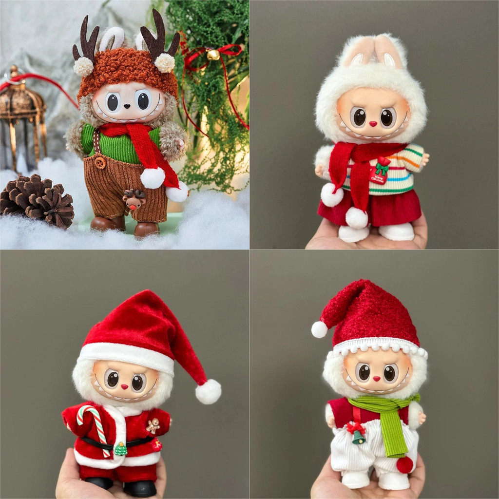 สําหรับ Labubu แฟชั่นชุดสําหรับ Labubu อุปกรณ์เสริมเสื้อผ้าเหมาะสําหรับ Ropa Labubu คริสต์มาสกวางชุดสีแดงเสื้อผ้าคริสต์มาส