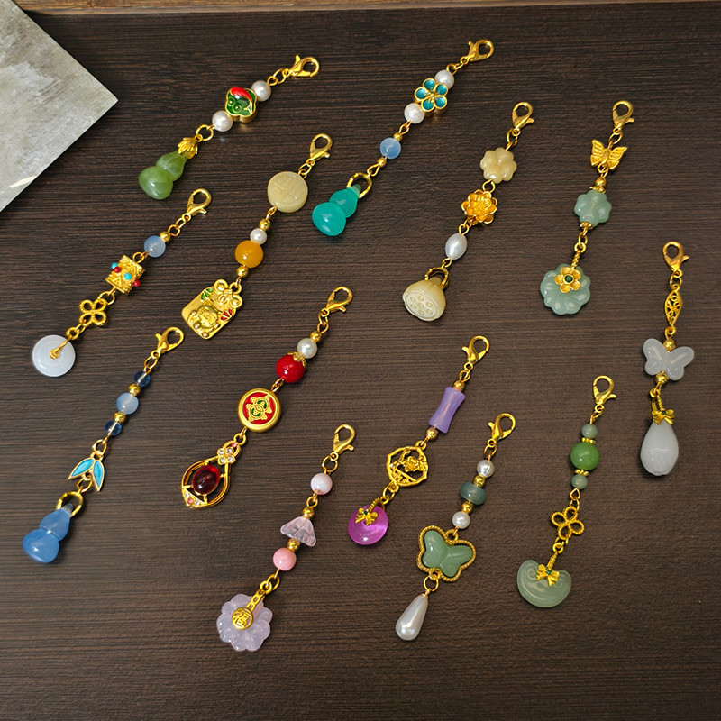 แก้วโลหะผสมโบราณโชคลาภ กับจี้หยดแบบจีน พร้อมสร้อยคอมีลายพู่หน้าอก FYP917+