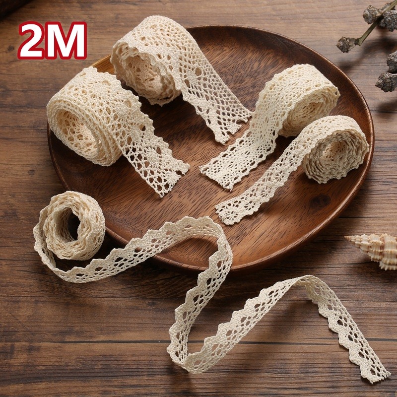 2M Handmade Patchwork อุปกรณ์เสริมลูกไม้ผ้าริบบิ้นเครื่องแต่งกายเย็บผ้าผ้าฝ้ายลูกไม้โครเชต์