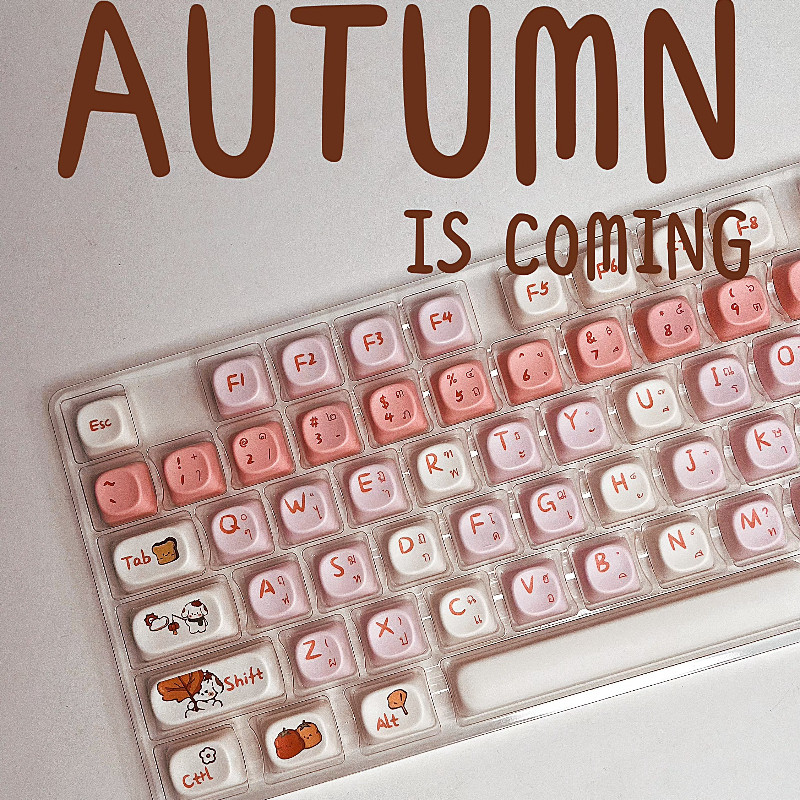 Autumn Puppy Thai Mechanical Keyboard Keycap 125 Key Cutekeycaps Moa Profile Small Font Complete Set