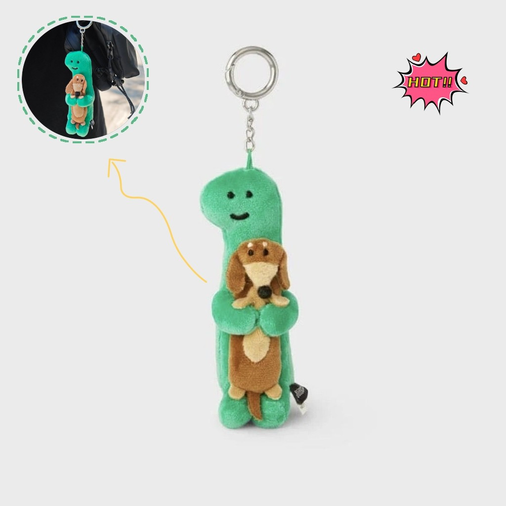 เกาหลี joguman ไดโนเสาร์ตุ๊กตาจี้พวงกุญแจกระเป๋าแขวน Brachiosaurus Hug ลูกสุนัข Dachshund joguman
