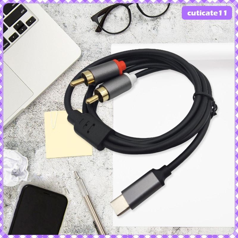[Cuticate1] Type-c Male to 2 RCA Y Male Cable Stereo Audio Cord RCA Y Splitter Cord